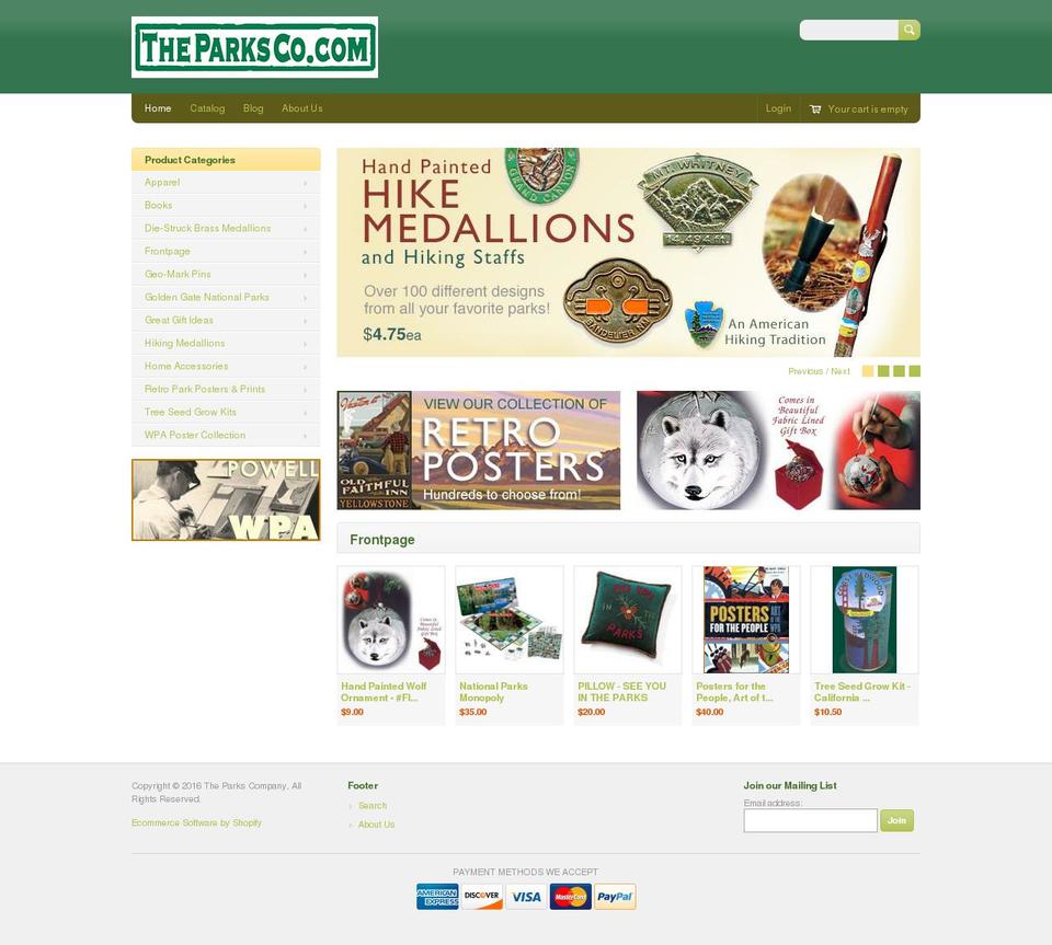 theparkscompany.com — Shopify storefront screenshot