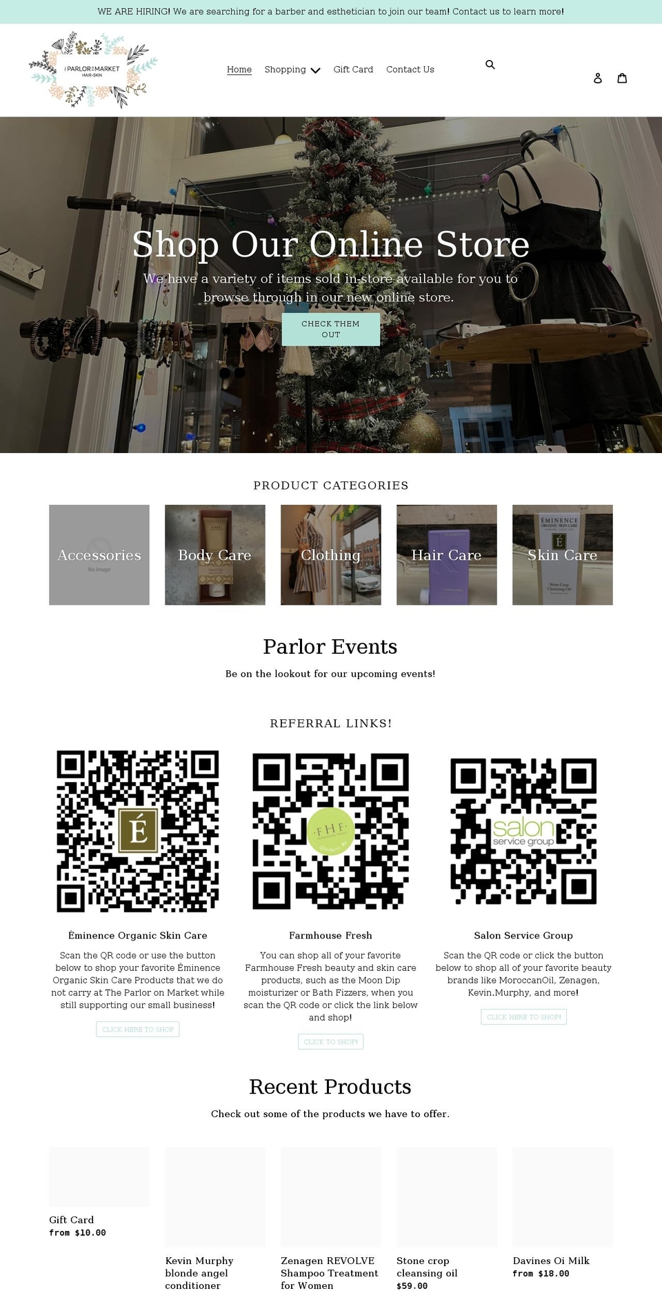 theparloronmarket.com shopify website screenshot