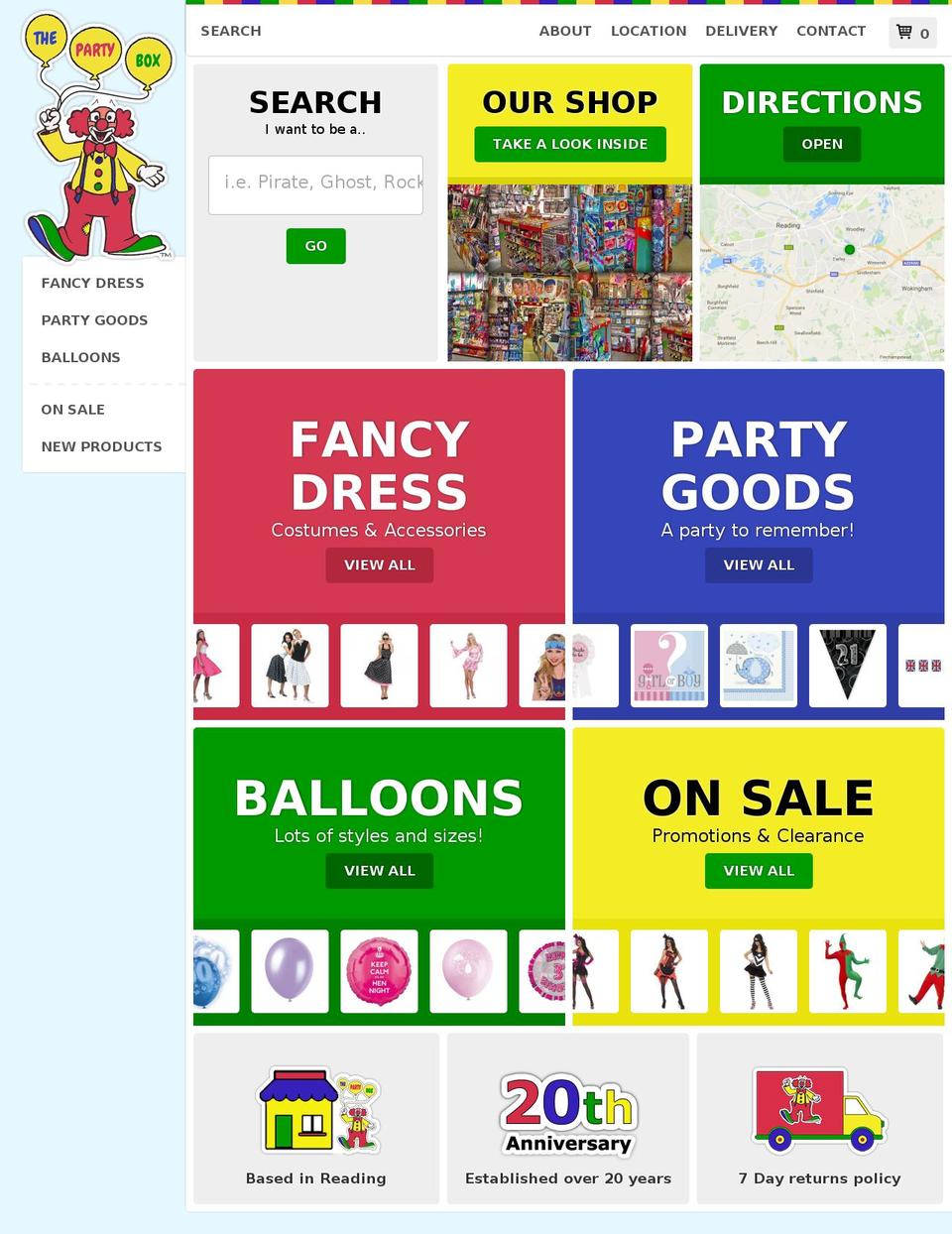 main Shopify theme site example thepartybox.net
