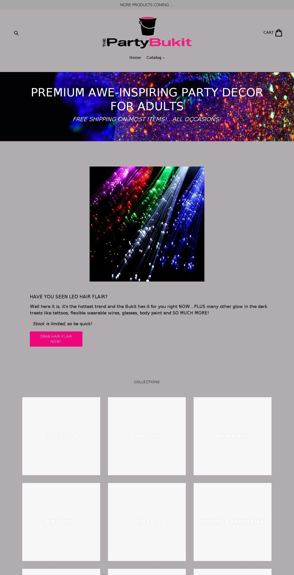 thepartybukit.com — Shopify storefront screenshot