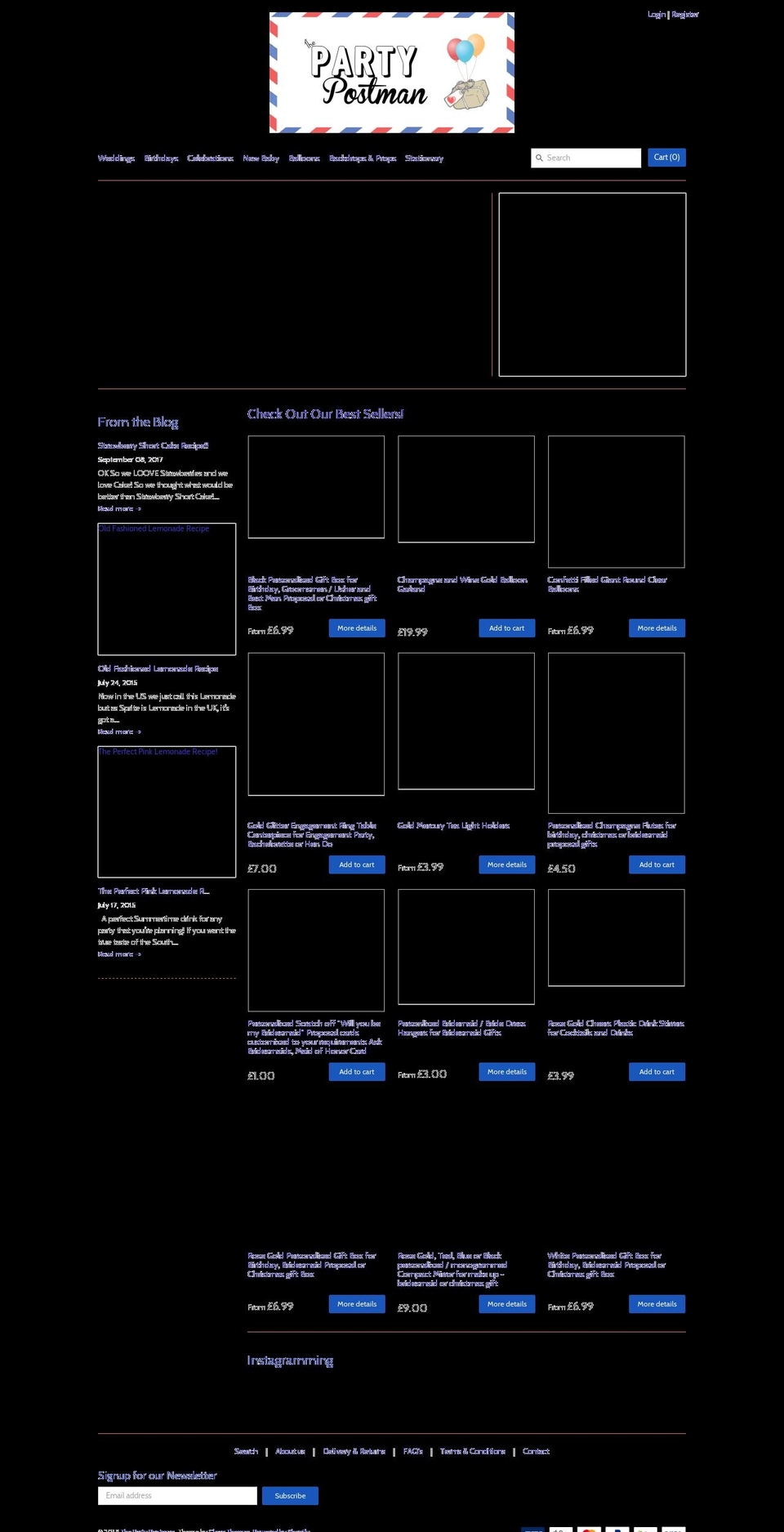 thepartymailman.com — Shopify storefront screenshot