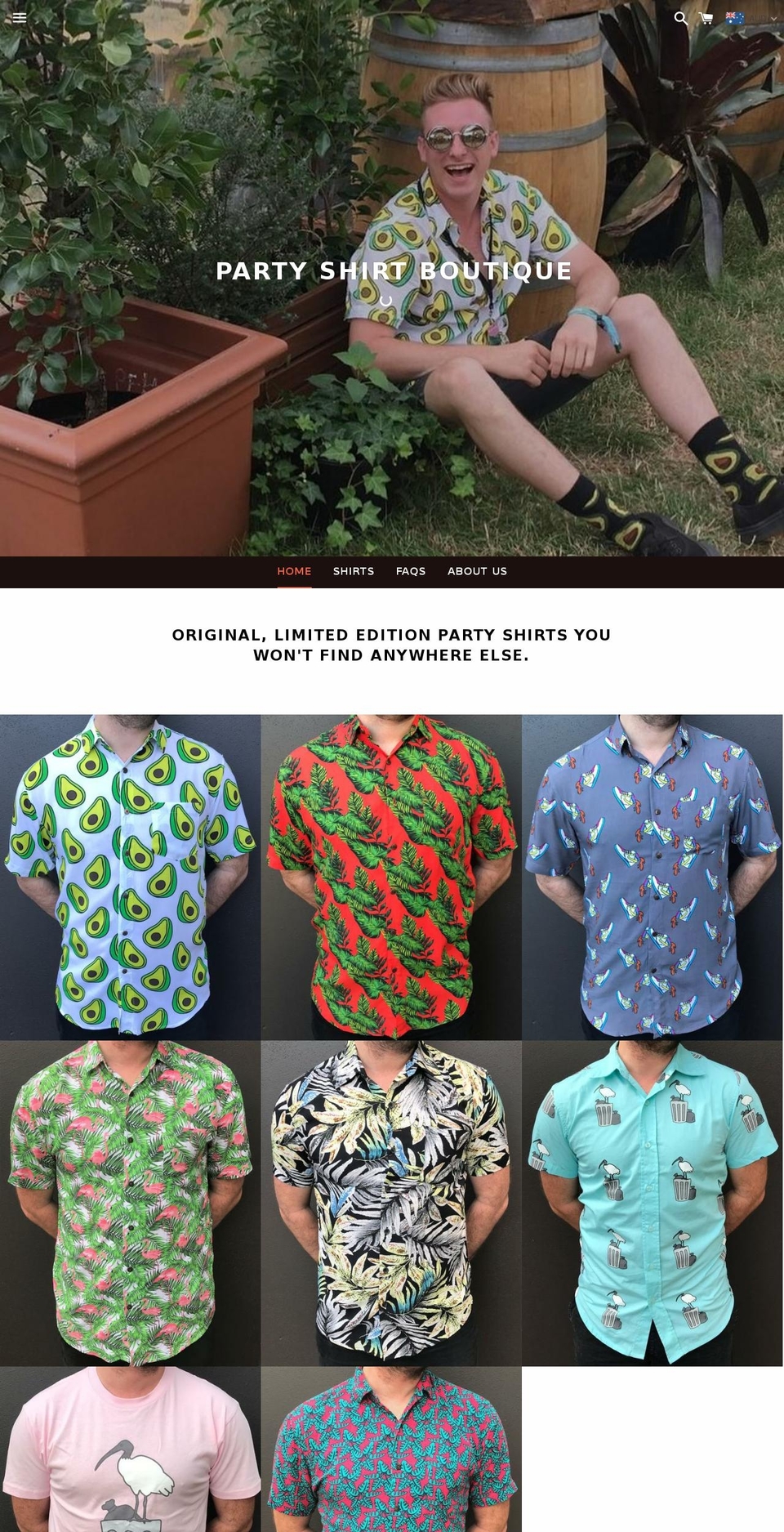 thepartyshirtboutique.com — Shopify storefront screenshot