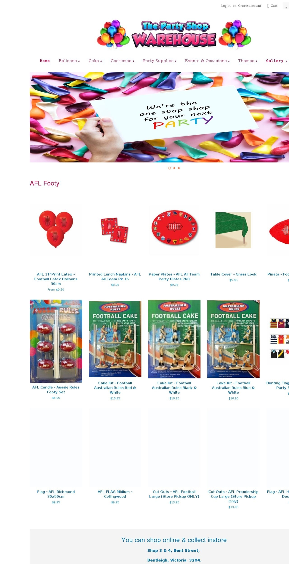 thepartyshopbentleigh.com.au shopify website screenshot