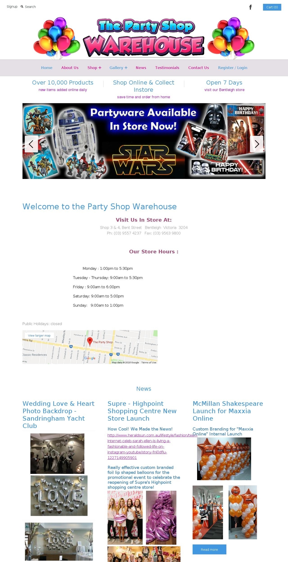 thepartyshopbentleigh.com — Shopify storefront screenshot