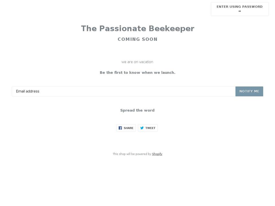thepassionatebeekeeper.com — Shopify storefront screenshot