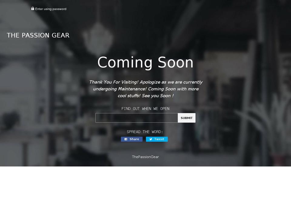 thepassiongear.com — Shopify storefront screenshot