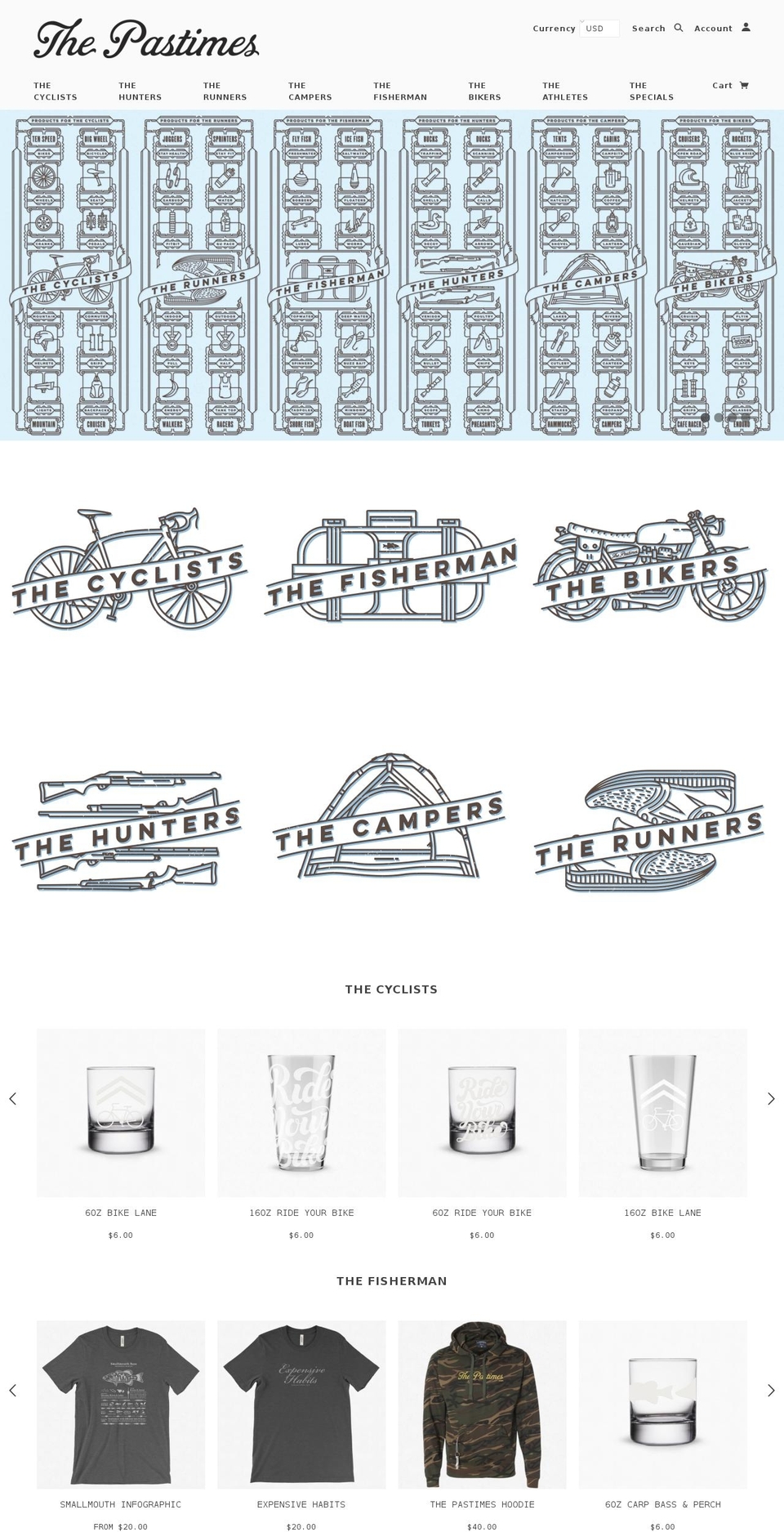 thepastimes.com shopify website screenshot