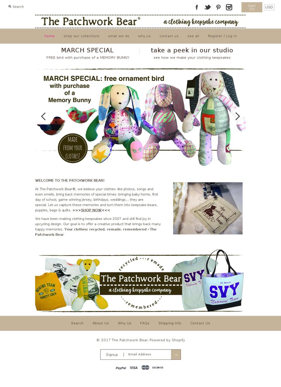 thepatchworkbear.com shopify website screenshot