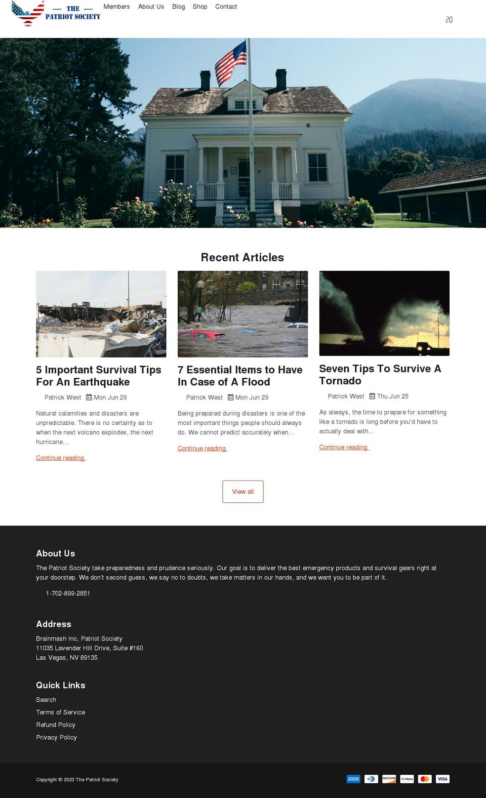 thepatriotsociety.com shopify website screenshot
