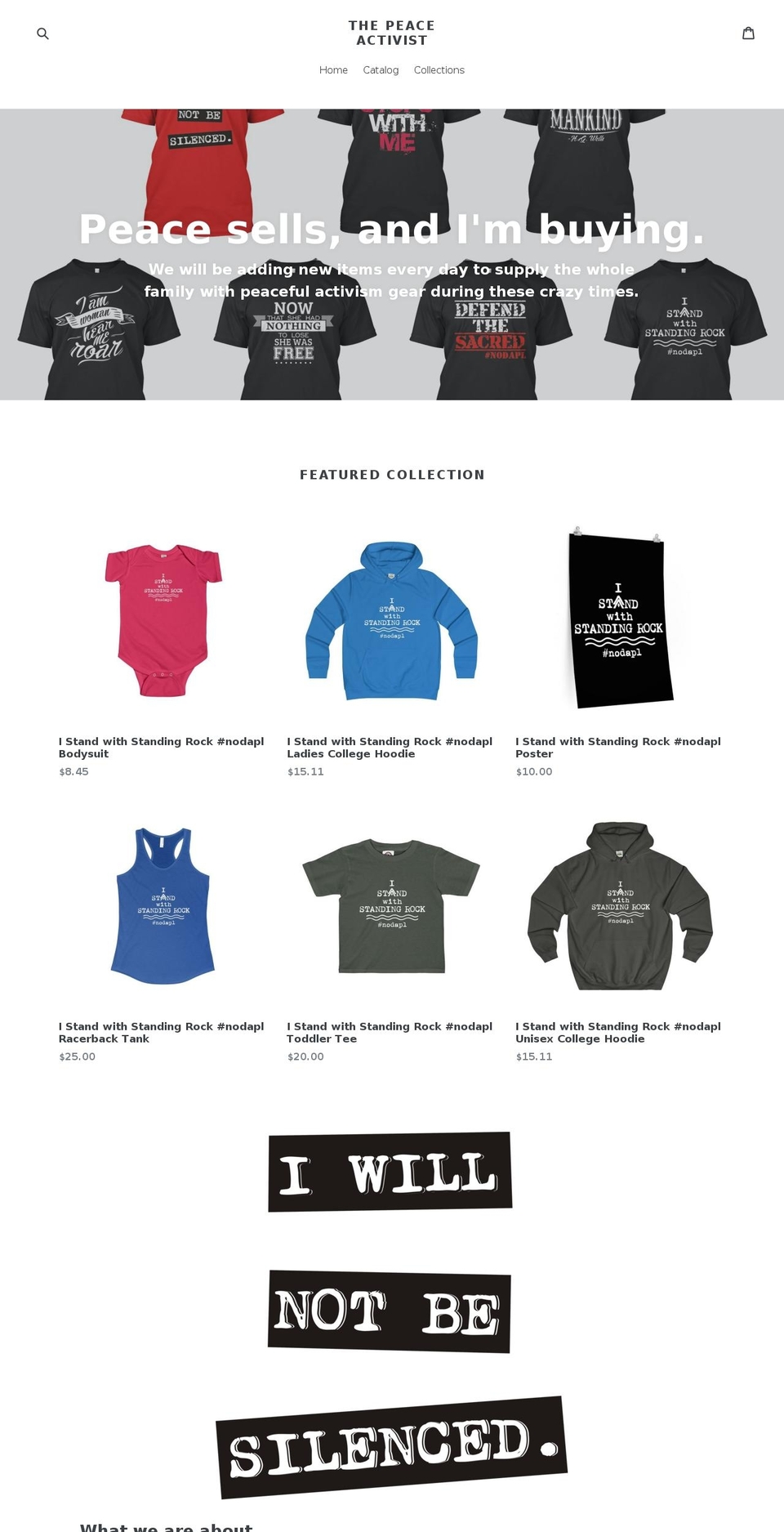 thepeaceactivist.com — Shopify storefront screenshot