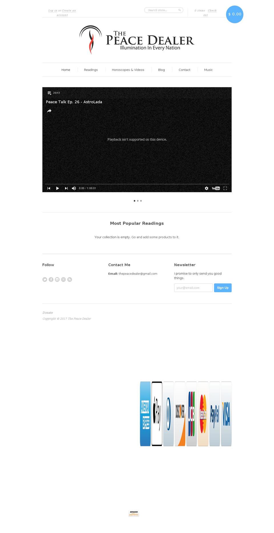 thepeacedealer.com shopify website screenshot