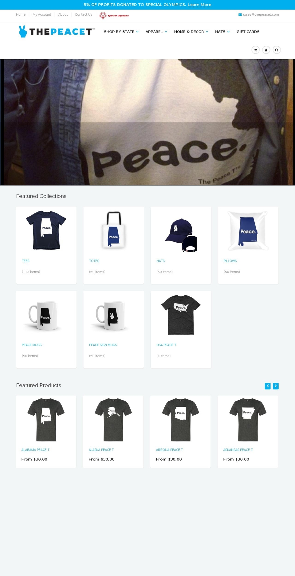 thepeacet.com — Shopify storefront screenshot