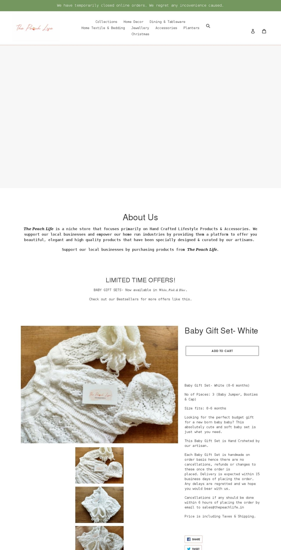 thepeachlife.in shopify website screenshot