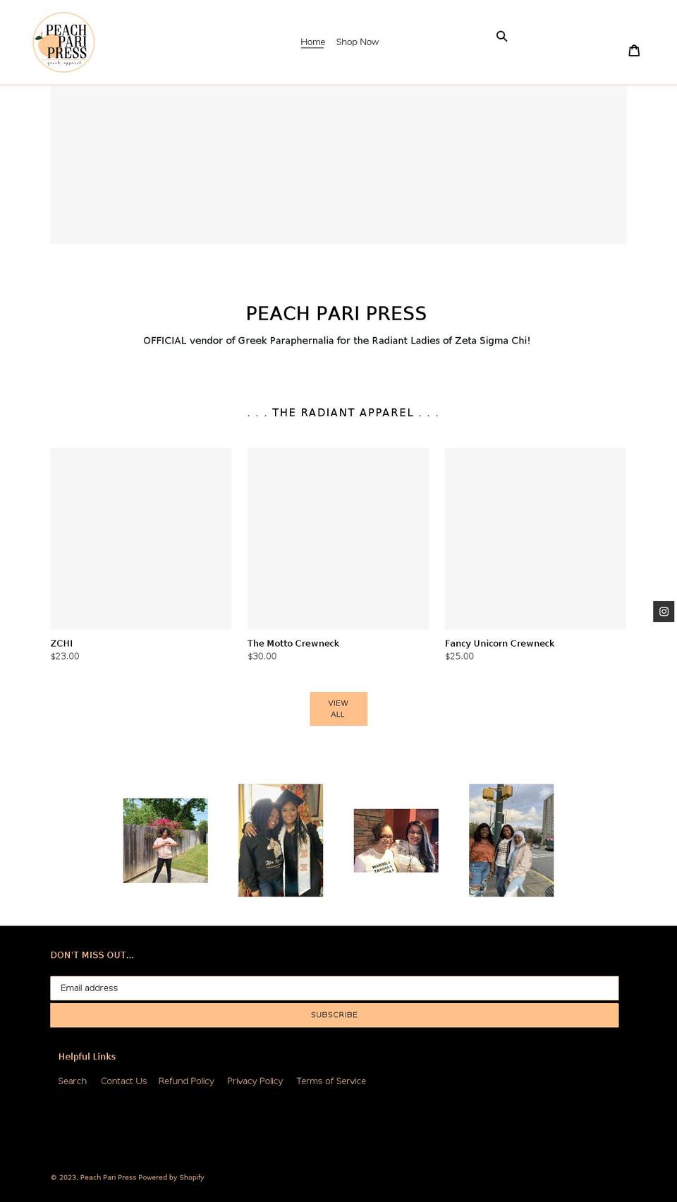 thepeachparipress.com shopify website screenshot