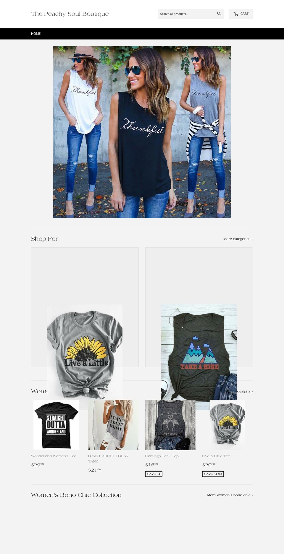 thepeachysoul.com — Shopify storefront screenshot