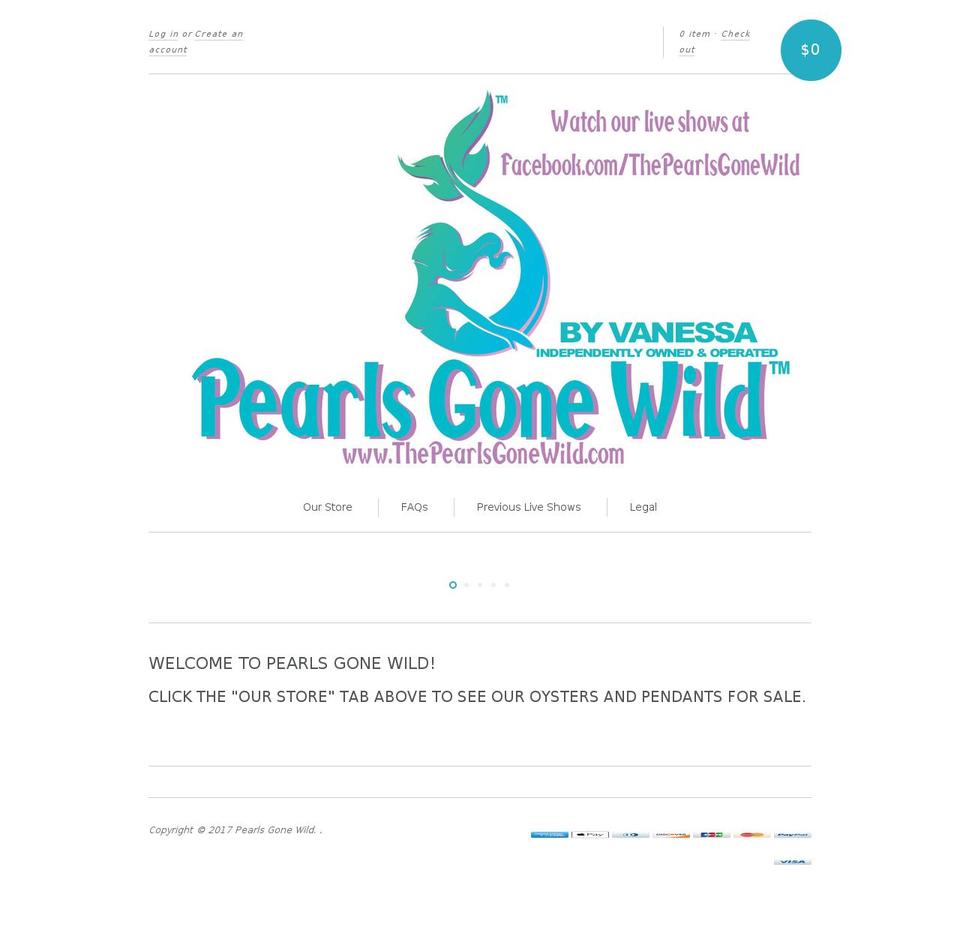 thepearlsgonewild.com shopify website screenshot