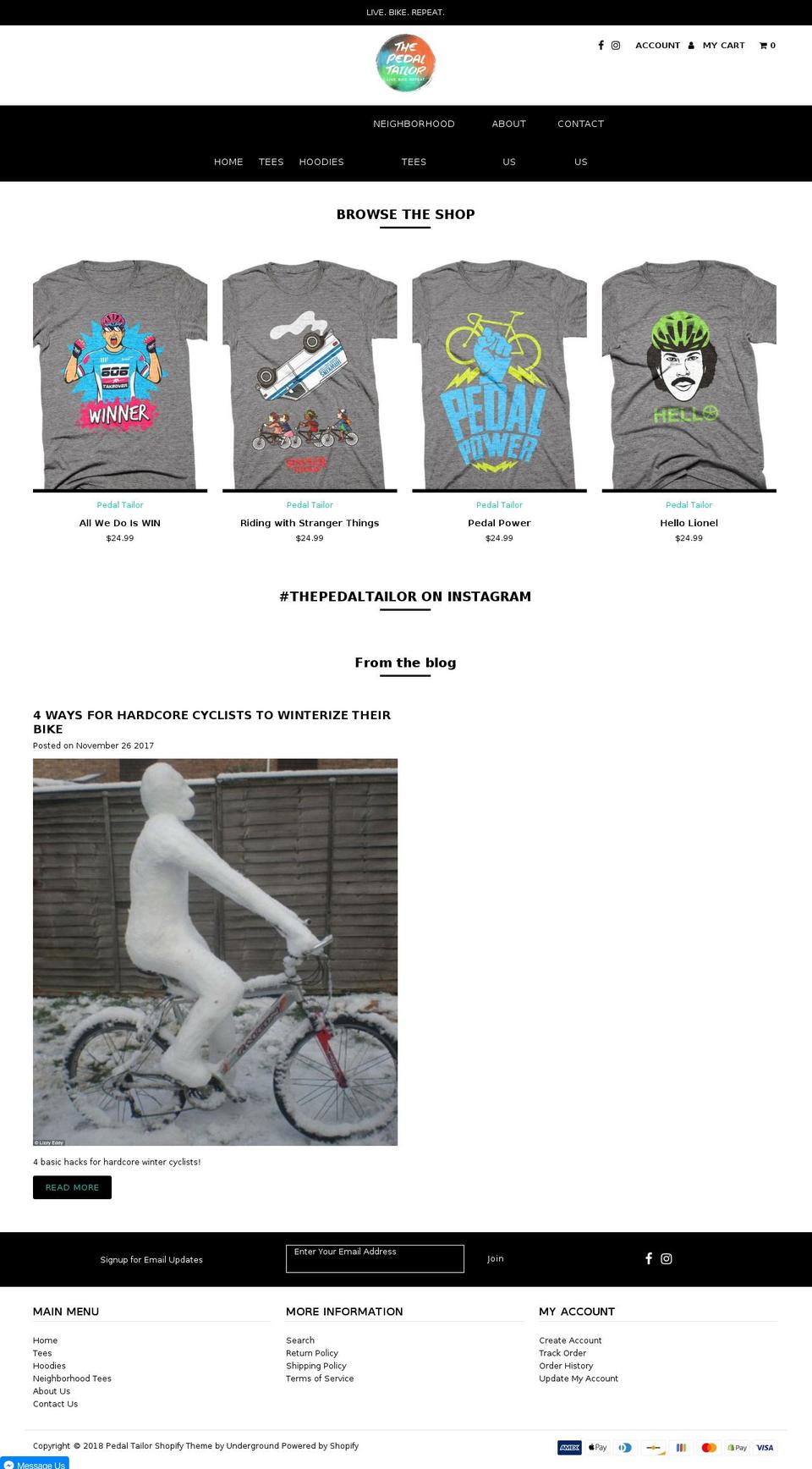thepedaltailor.com — Shopify storefront screenshot