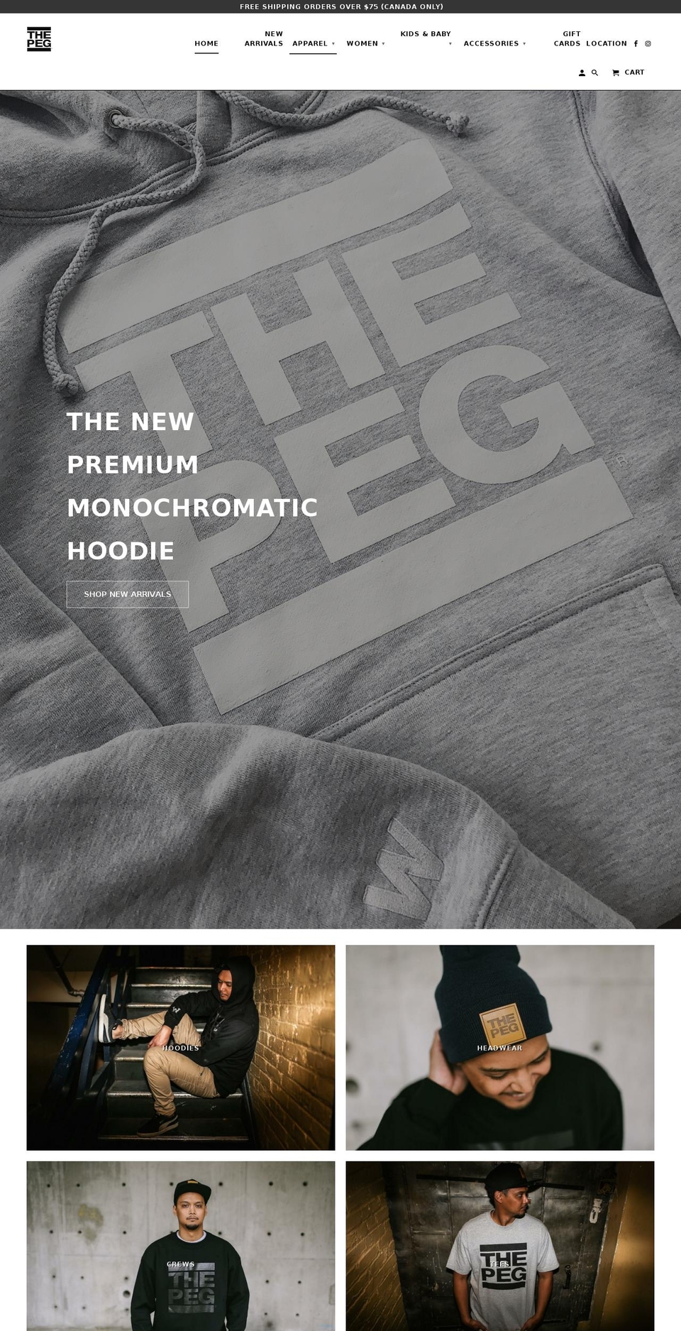 February Shopify theme site example thepegauthentic.com