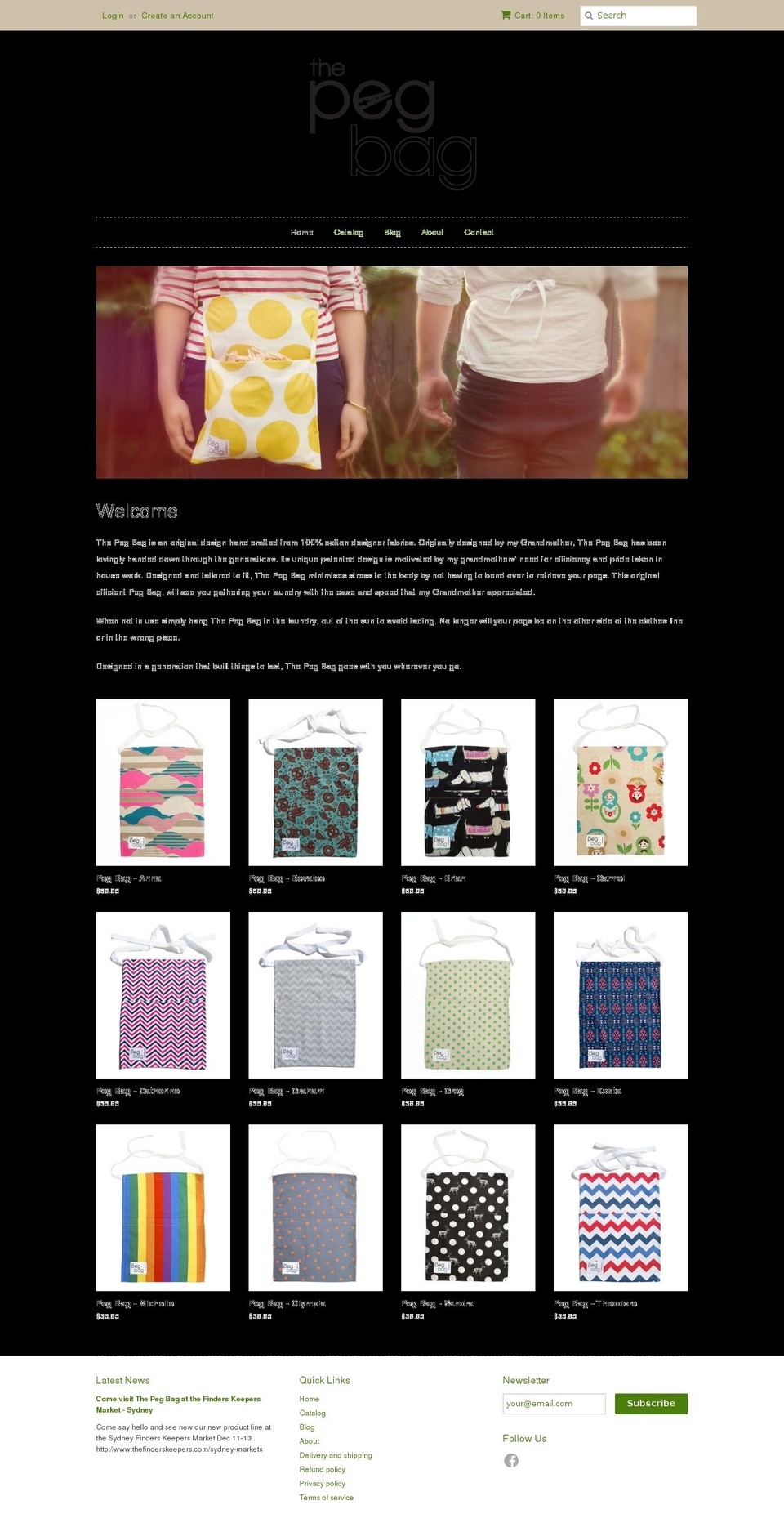 thepegbag.com shopify website screenshot