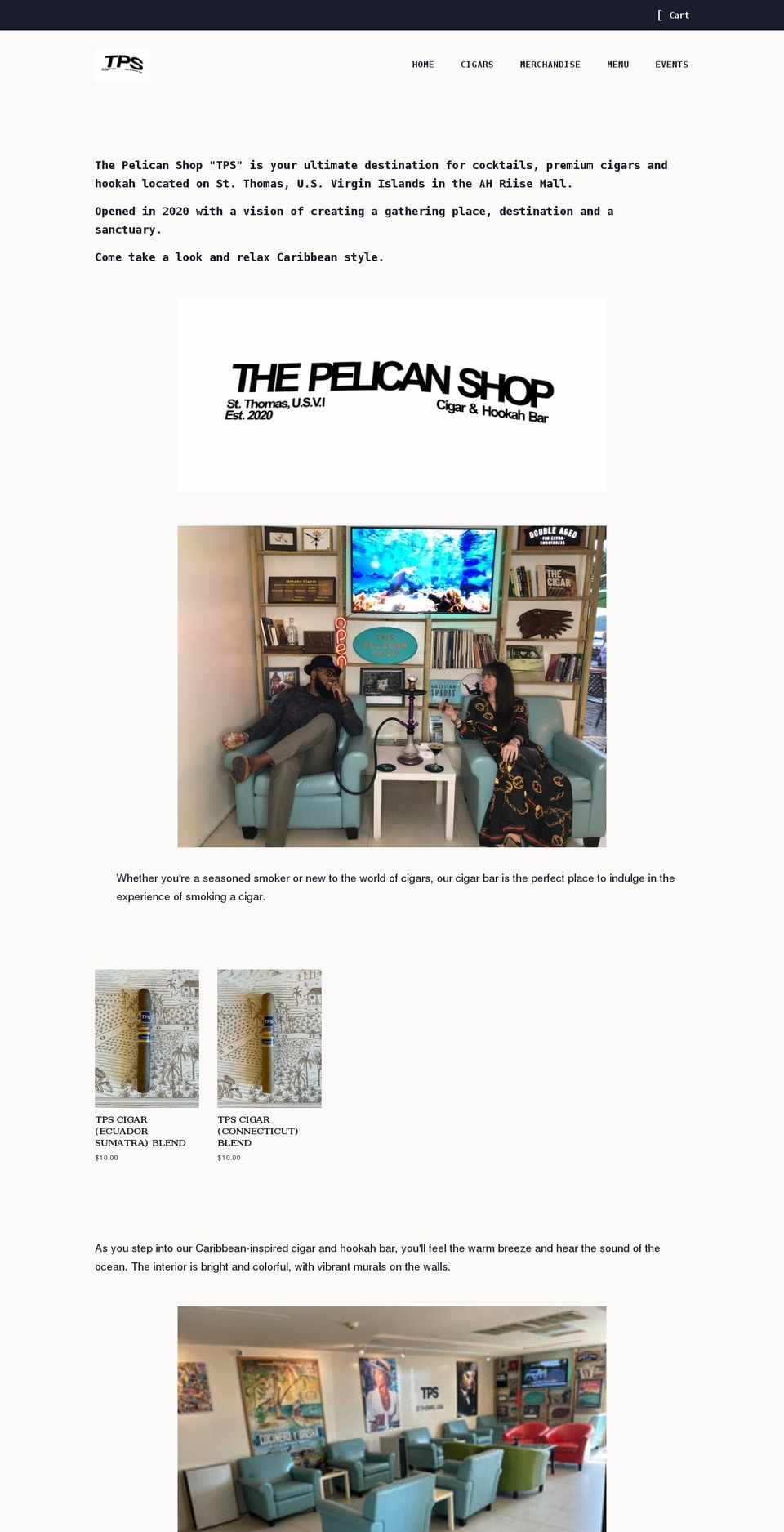 thepelicanshopvi.com shopify website screenshot