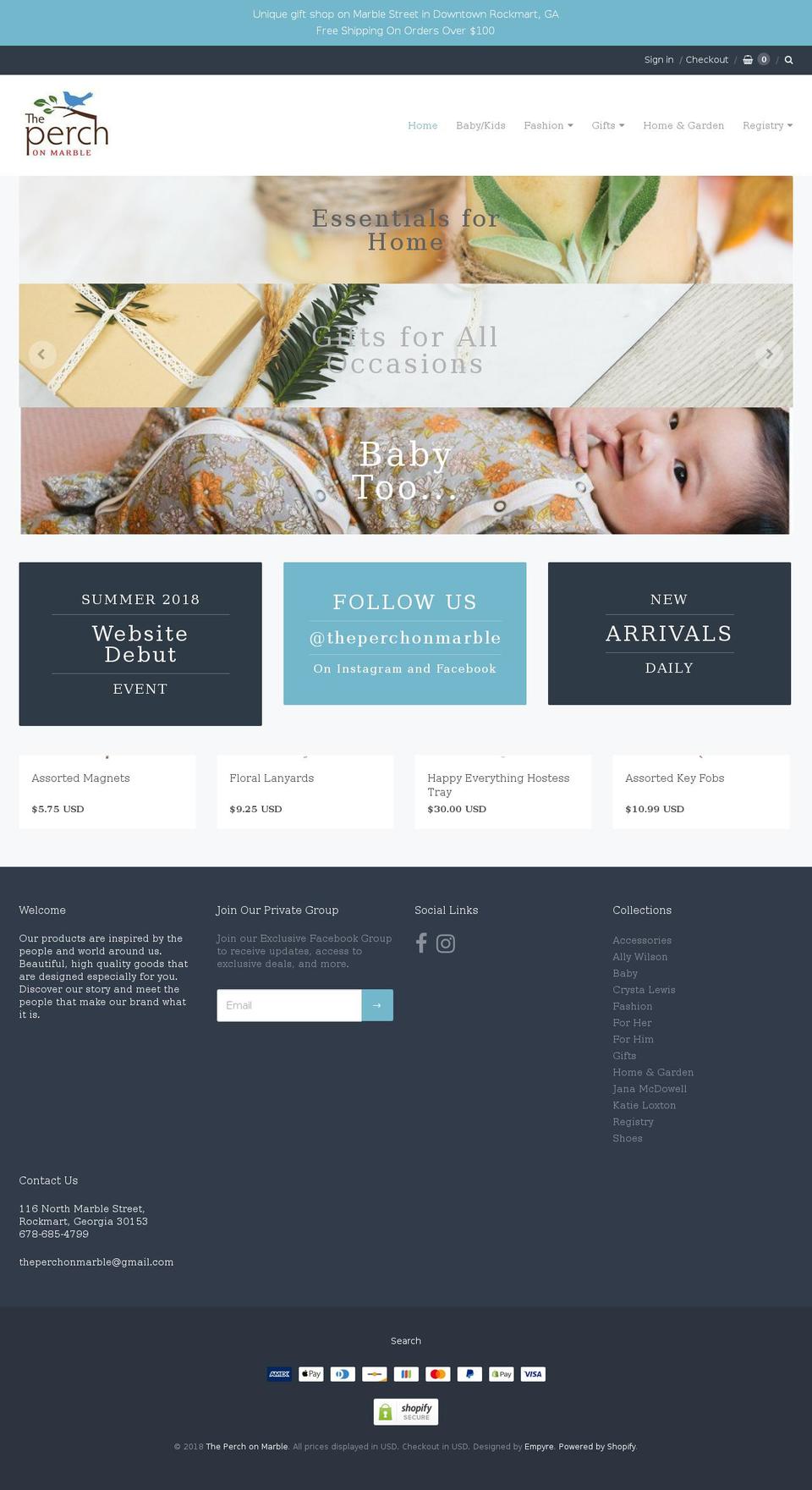 theperchonmarble.com shopify website screenshot