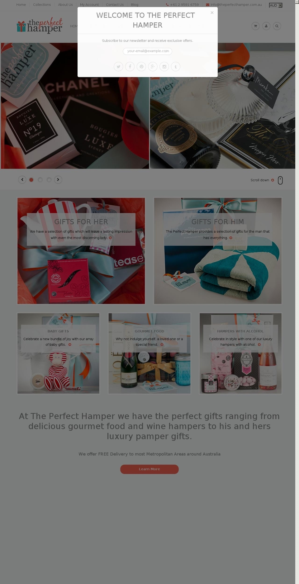 theperfecthamper.com.au shopify website screenshot