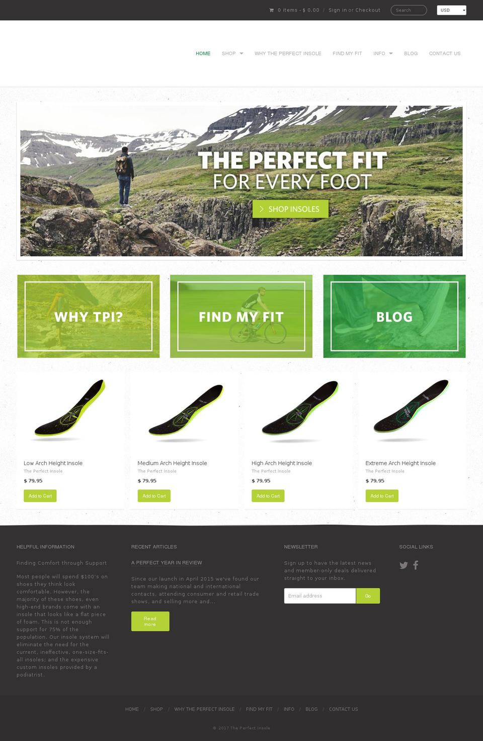 theperfectinsole.com shopify website screenshot