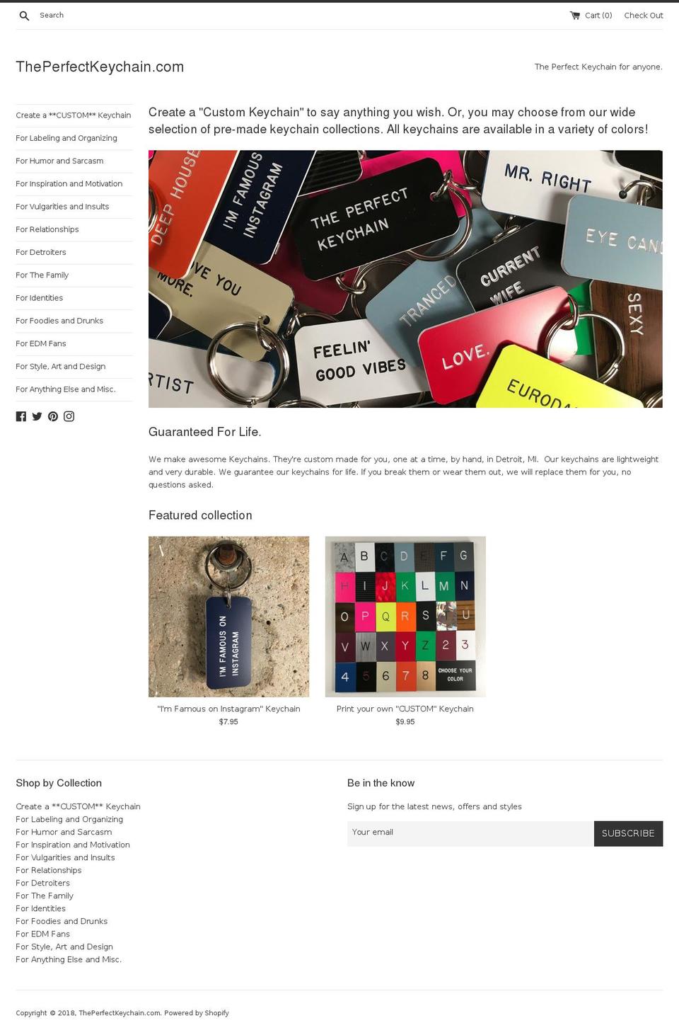 theperfectkeychain.com — Shopify storefront screenshot