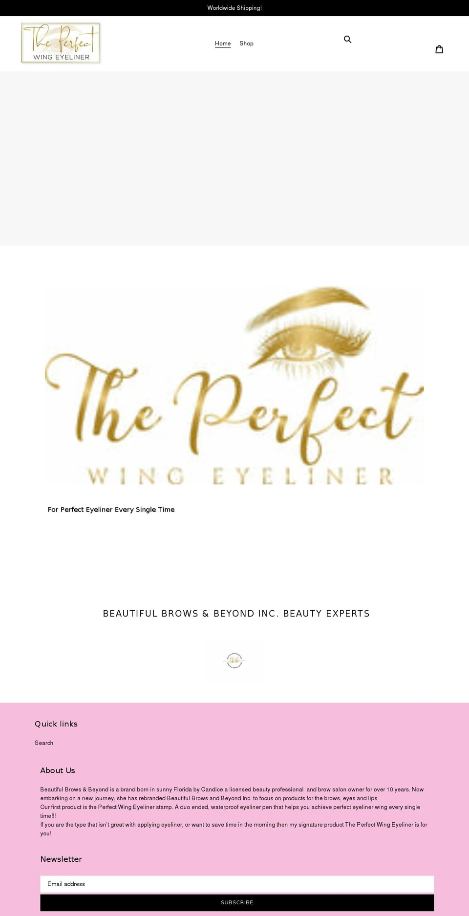 theperfectwingeyeliner.com shopify website screenshot