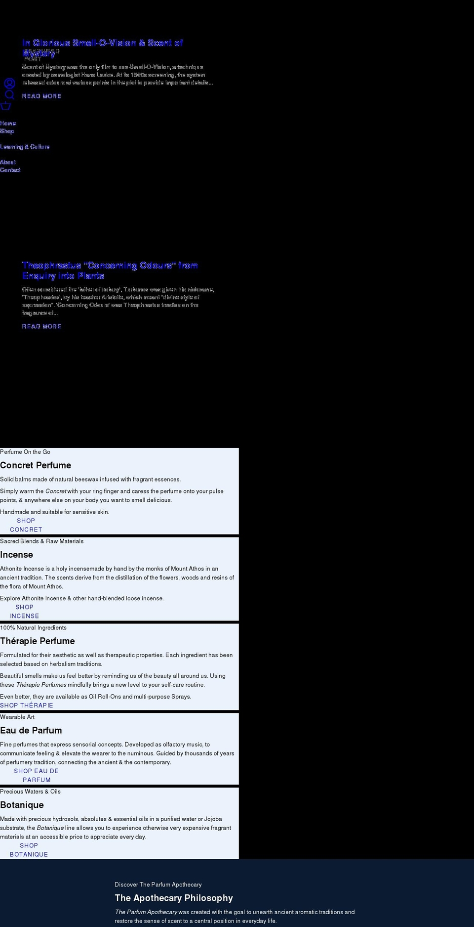 theperfumeapothecary.com — Shopify storefront screenshot