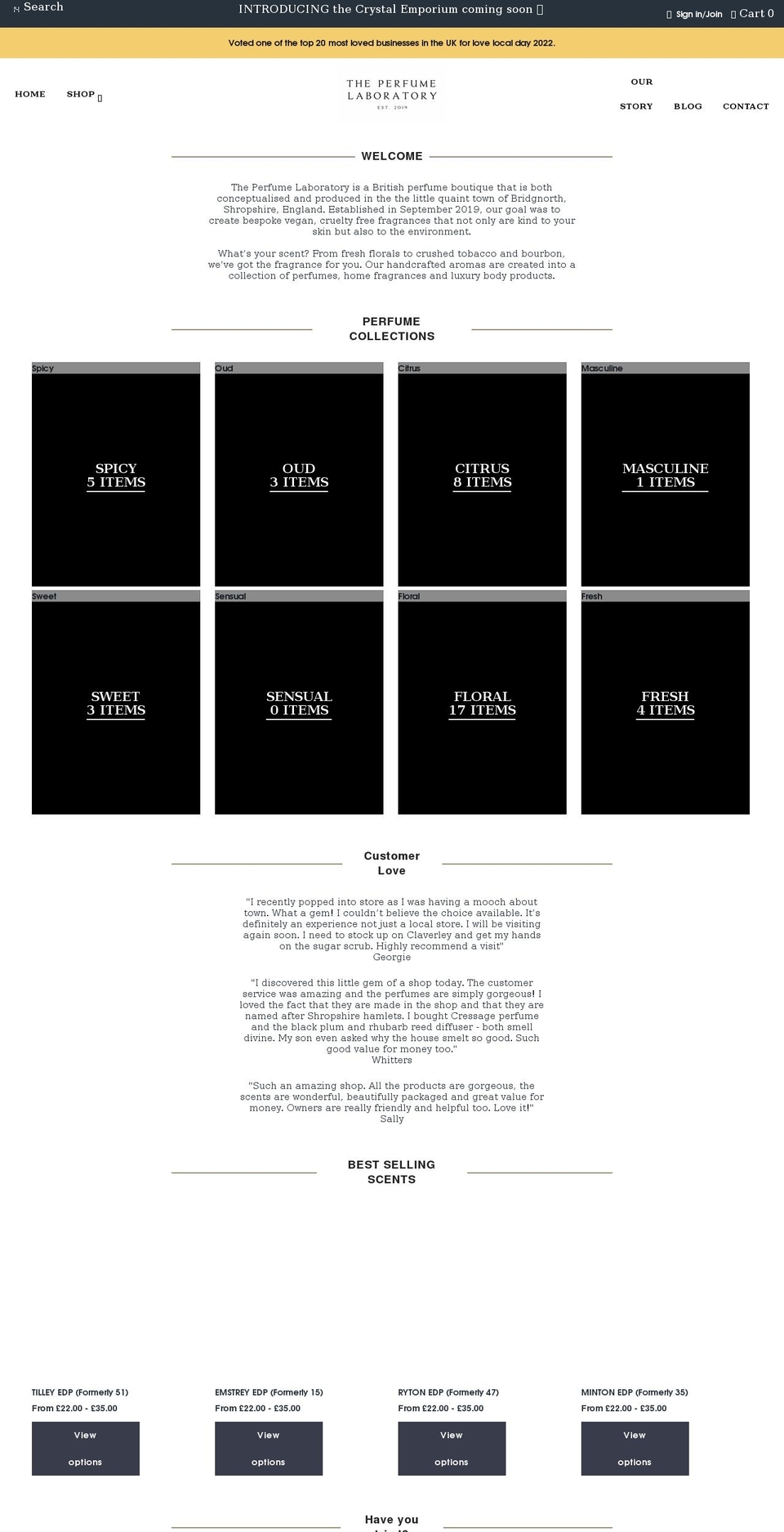 theperfumelaboratory.com shopify website screenshot