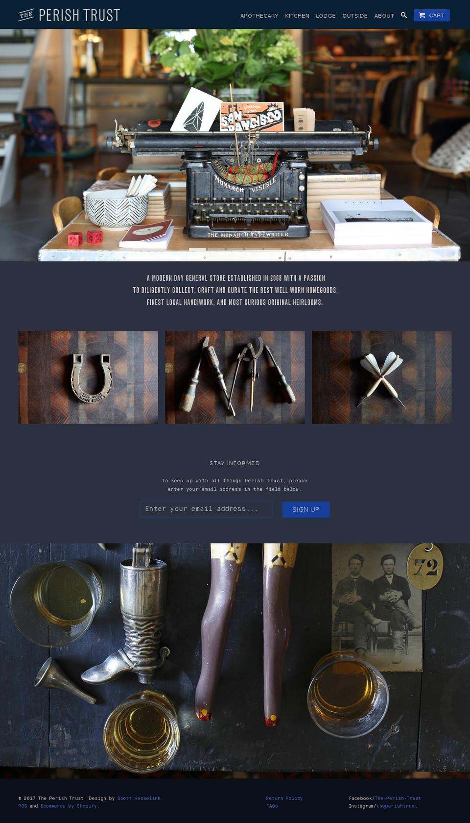 theperishtrust.com shopify website screenshot