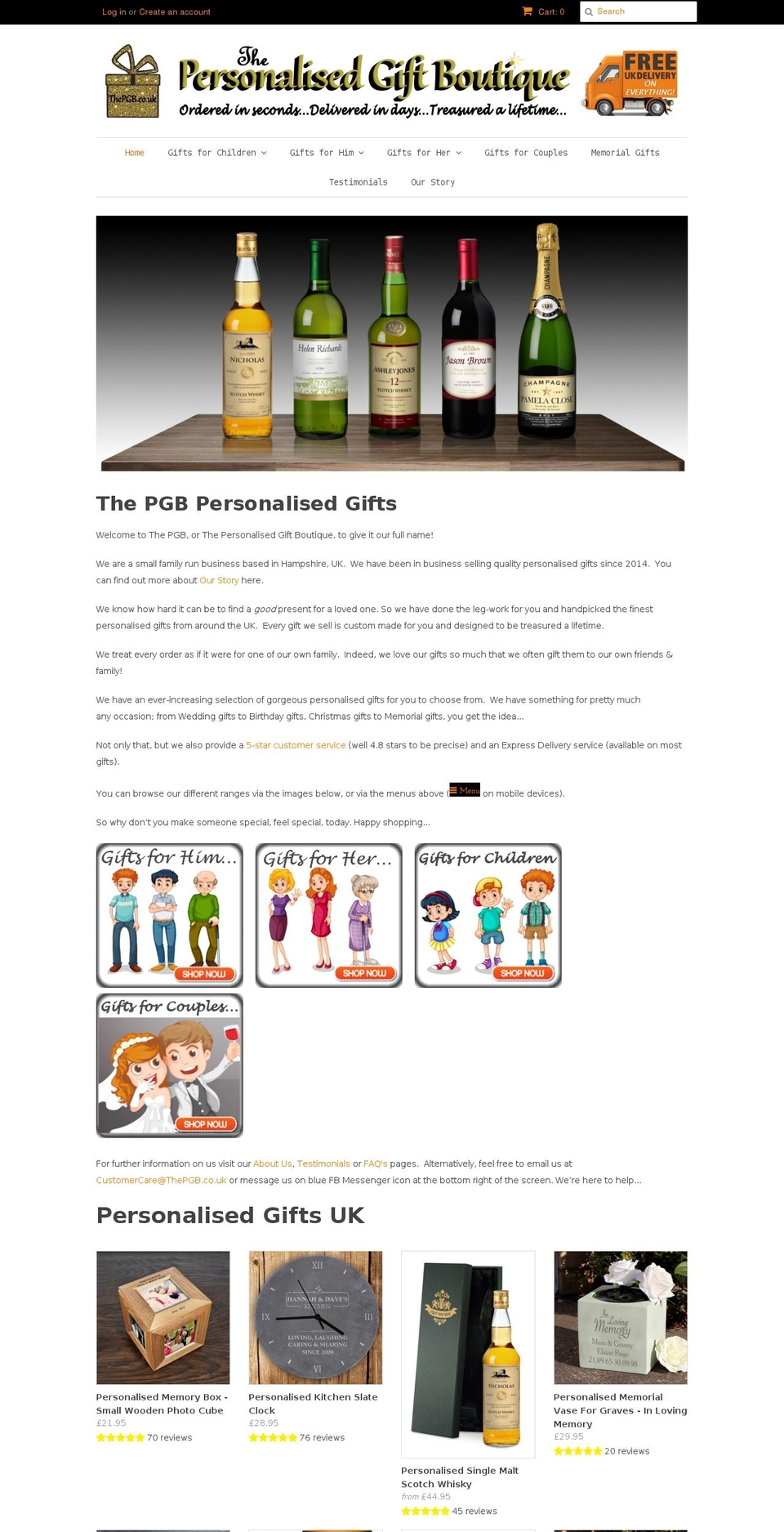 thepersonalisedgiftboutique.com — Shopify storefront screenshot