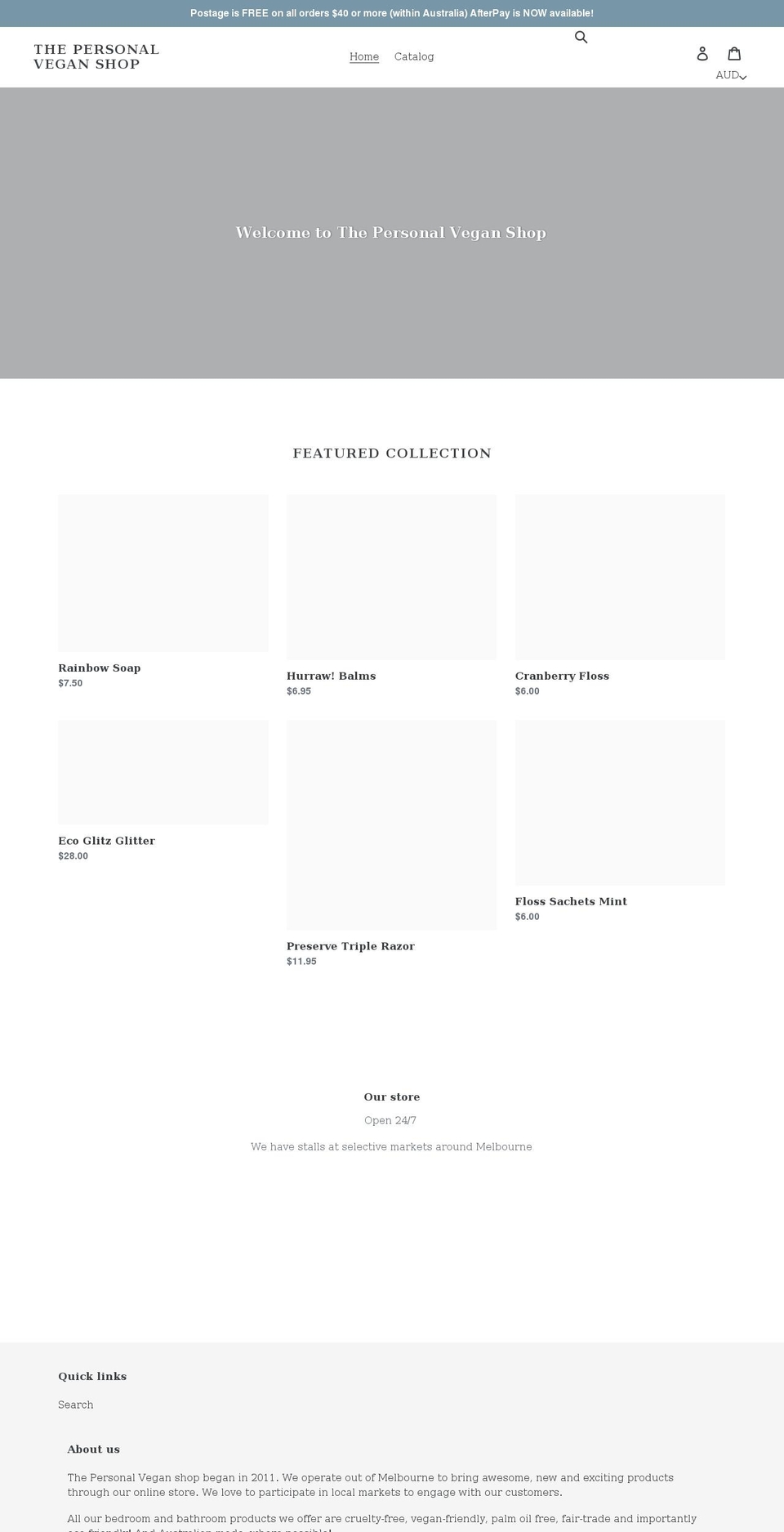 thepersonalvegan.com shopify website screenshot