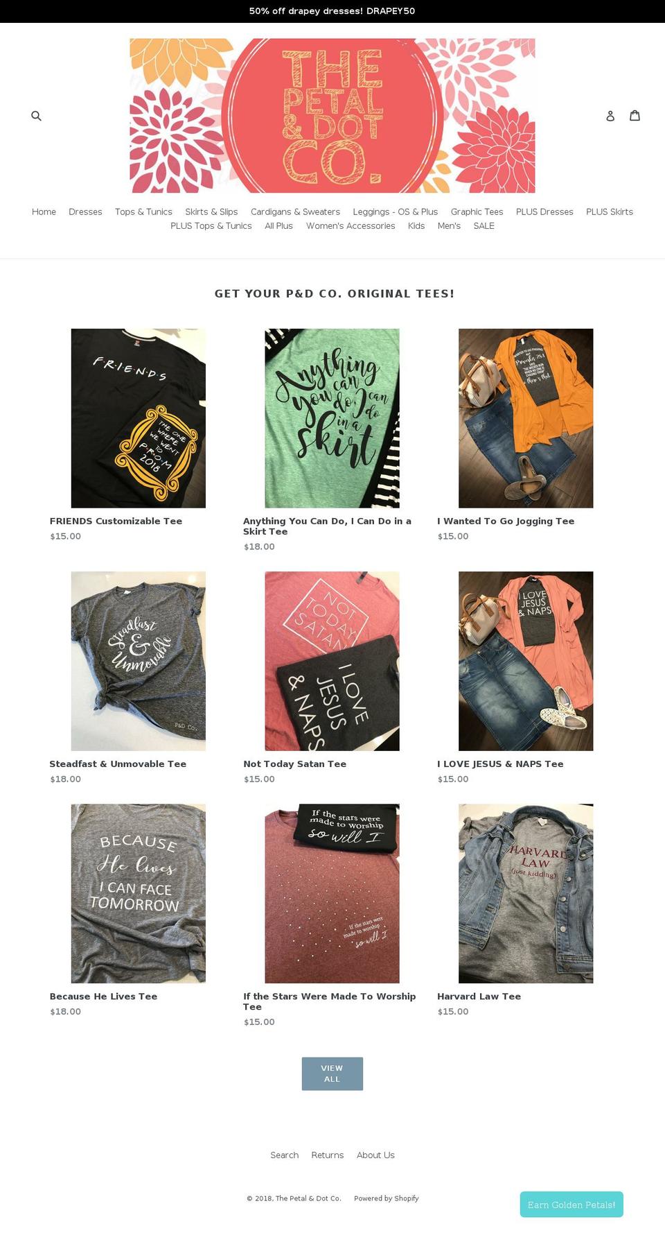 thepetalanddotco.com — Shopify storefront screenshot