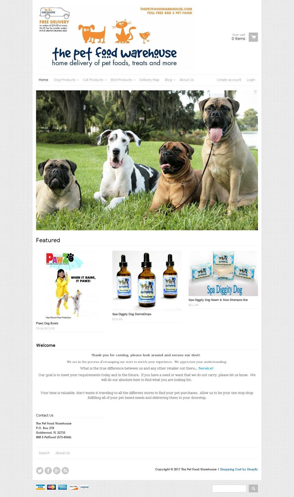 thepetfoodwarehouse.com shopify website screenshot