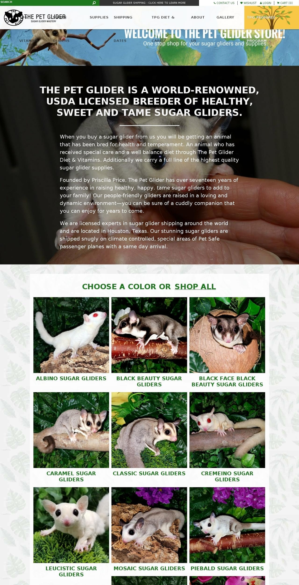 thepetglider.com — Shopify storefront screenshot
