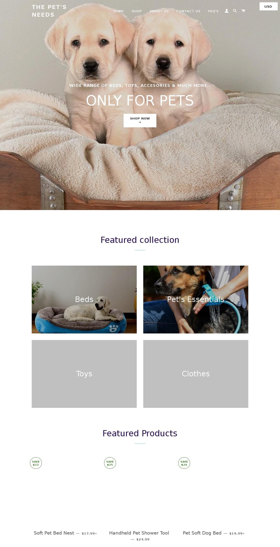 thepetsneeds.com — Shopify storefront screenshot