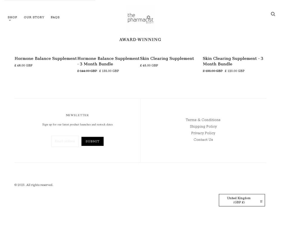 thepharmacistbeauty.com shopify website screenshot
