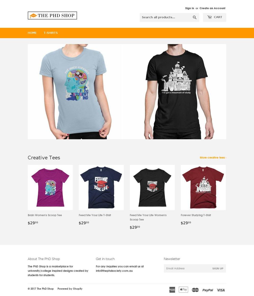 thephdshop.com shopify website screenshot