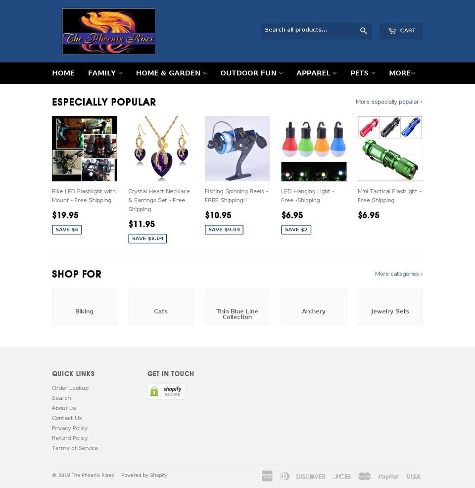 thephoenixrises.biz shopify website screenshot