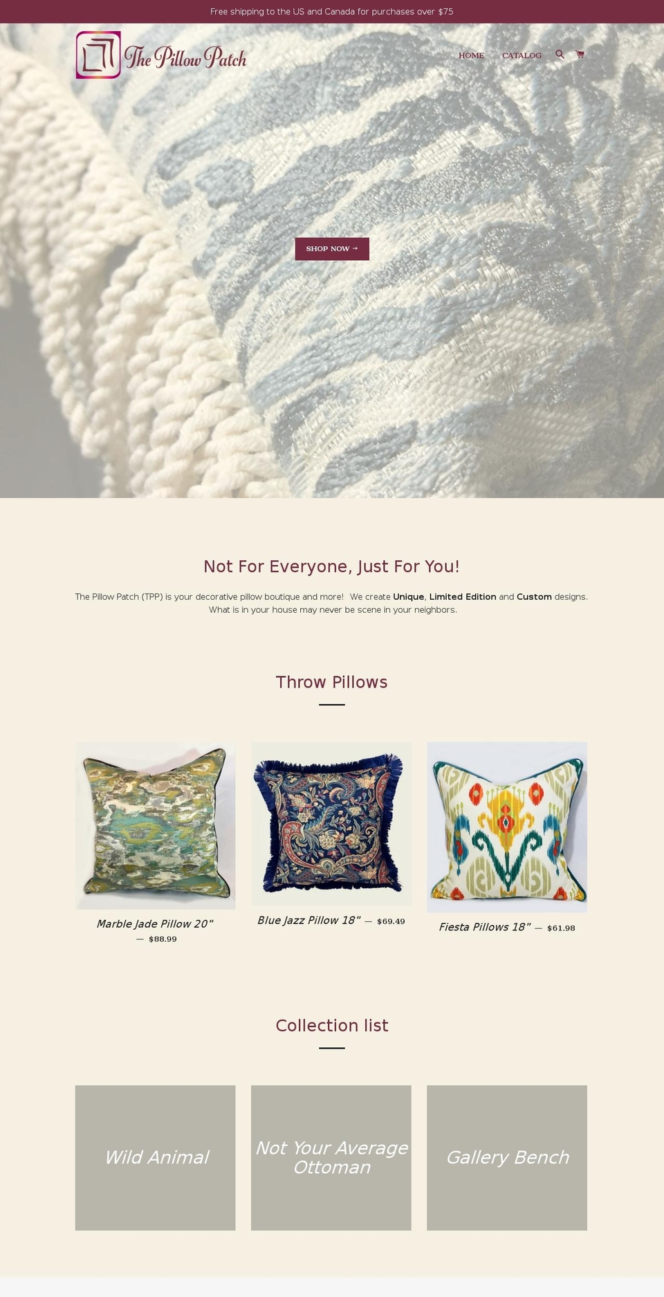 thepillowpatch.com — Shopify storefront screenshot