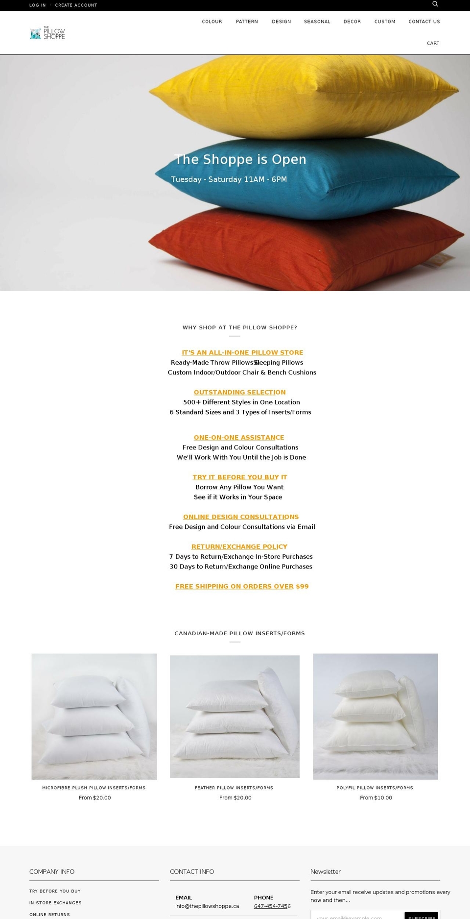 thepillowshop.ca shopify website screenshot