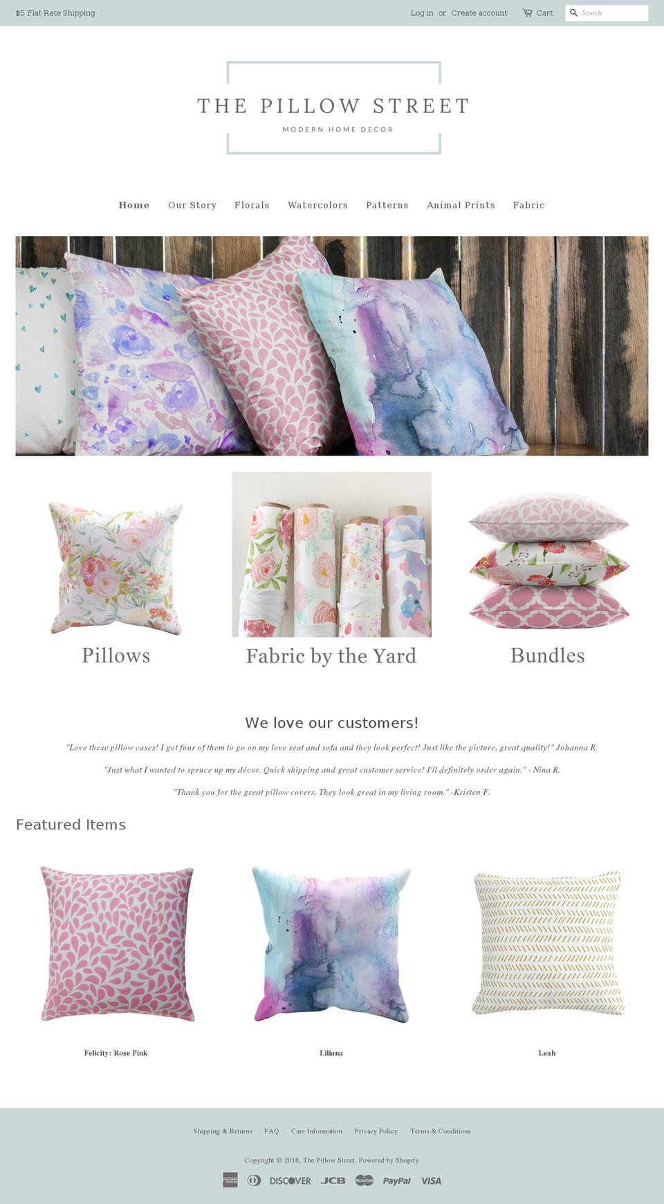 thepillowstreet.com — Shopify storefront screenshot