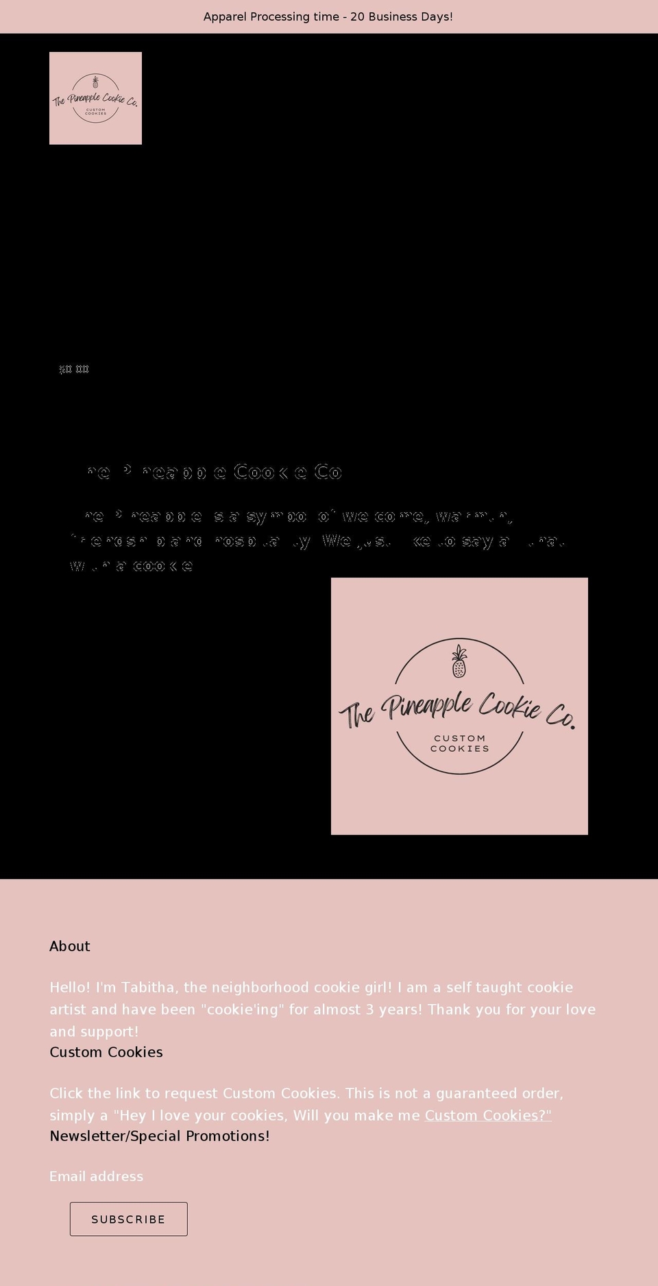 thepineapplecookieco.com shopify website screenshot