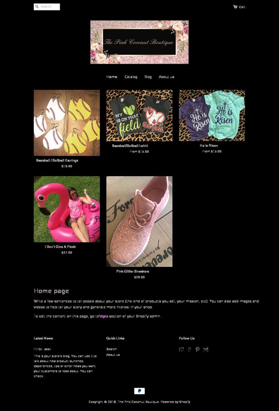thepinkcoconutboutique.com — Shopify storefront screenshot