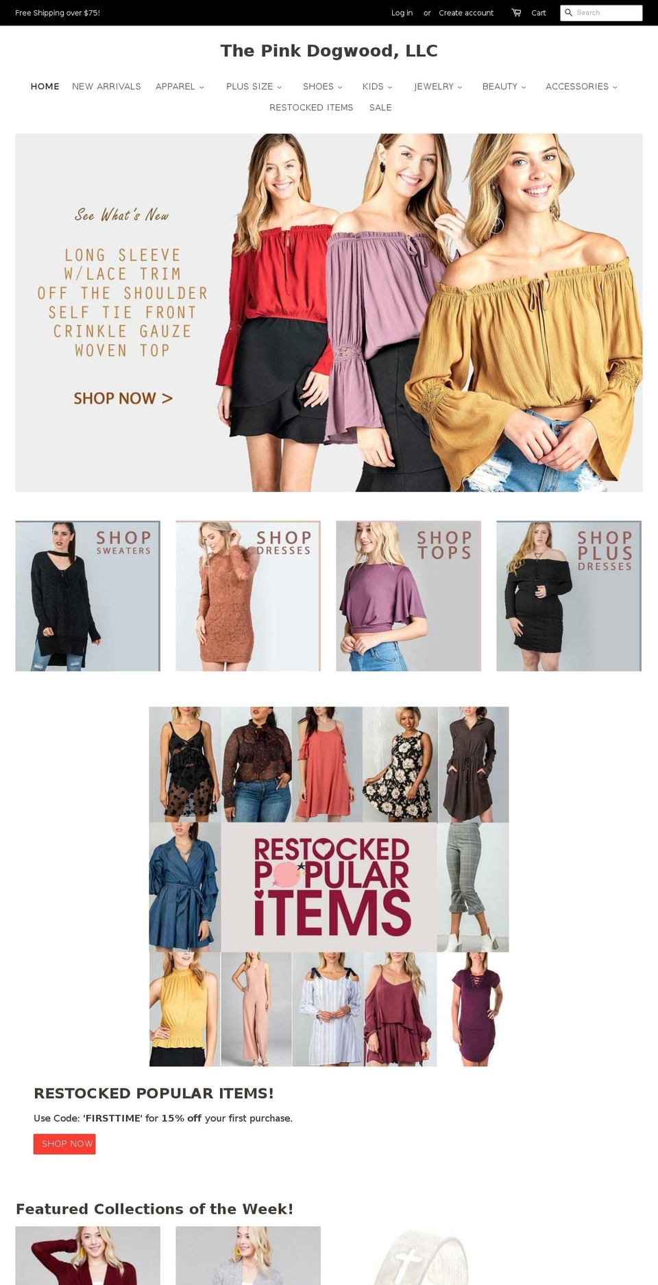thepinkdogwood.com — Shopify storefront screenshot
