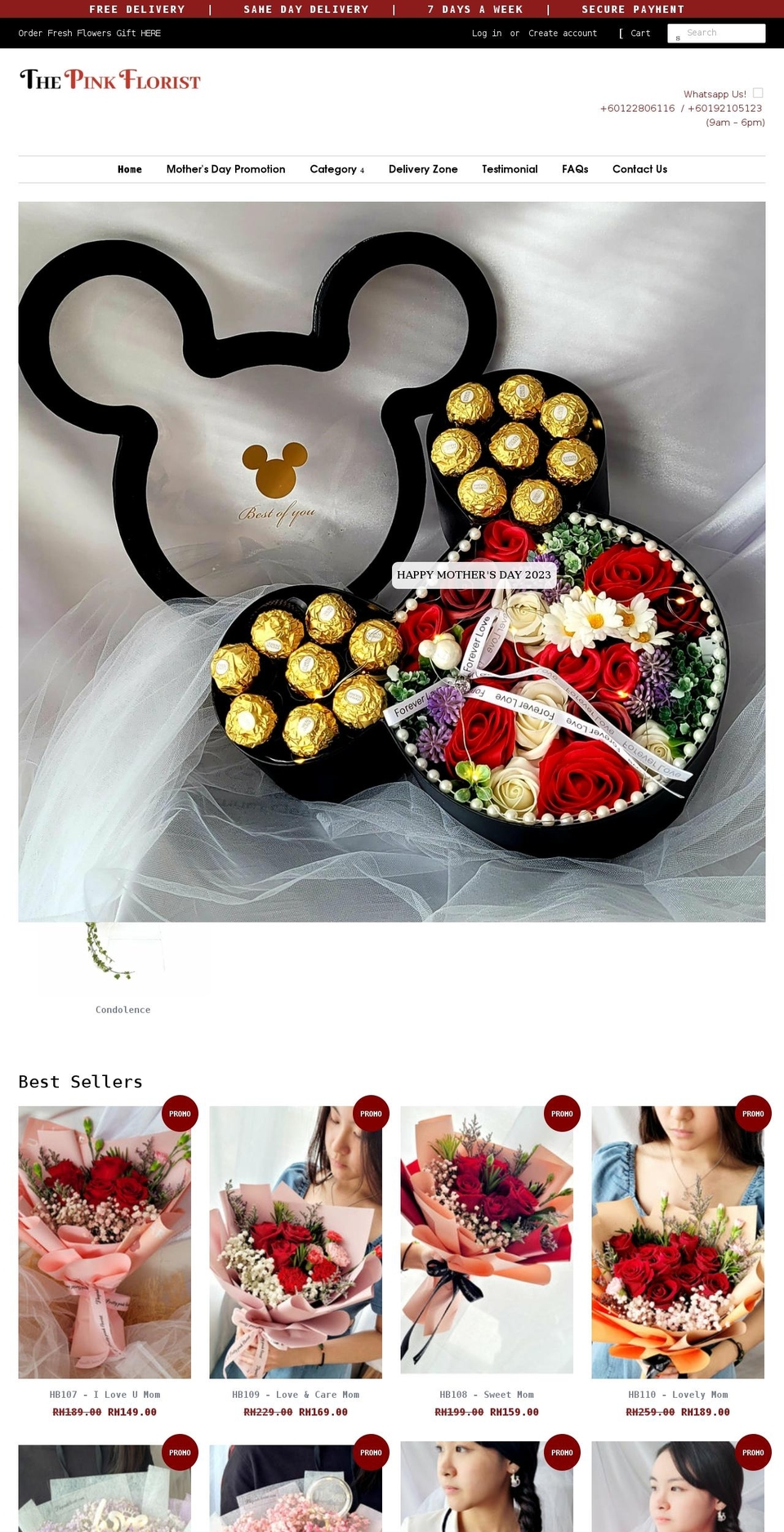 thepinkflorist.com shopify website screenshot