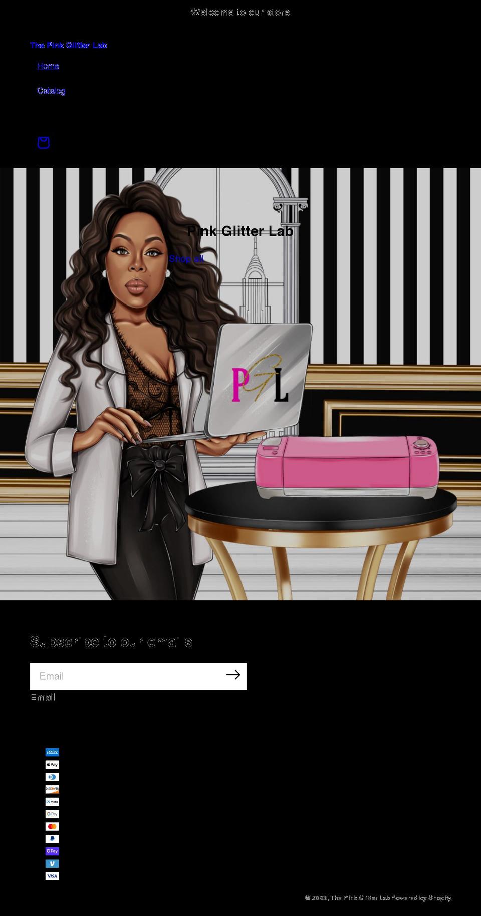 thepinkglitterlab.com shopify website screenshot