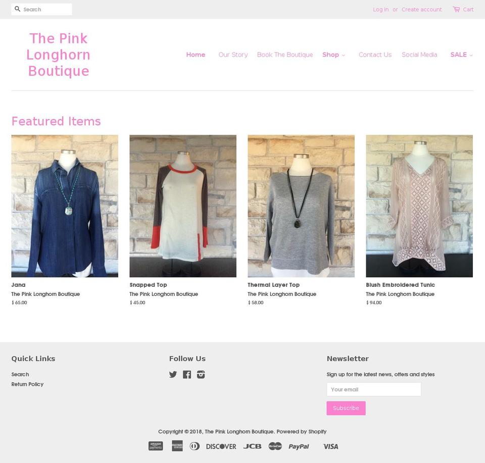 thepinklonghorn.com — Shopify storefront screenshot